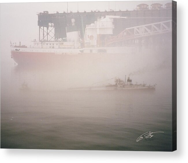 Cason J Callaway Acrylic Print featuring the digital art Two Harbors Fog Ship II by Troy Stapek