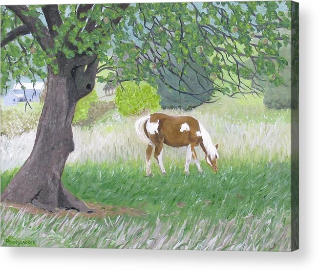 Amish Farm Acrylic Print featuring the painting Under the Old Apple Tree by Barb Pennypacker