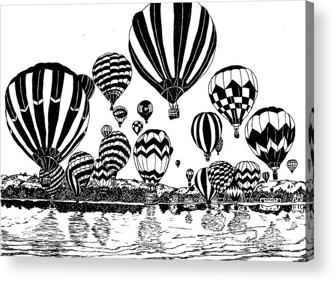 Hot Air Balloon Acrylic Print featuring the mixed media Up In The Air by Vicki Housel