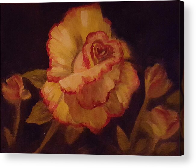 Valentine Acrylic Print featuring the painting Valentine Rose 2 by Sharon Casavant