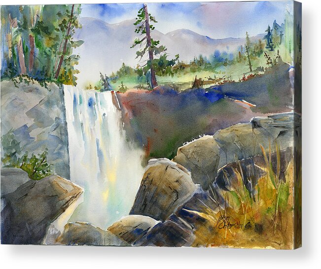 Vernal Falls Acrylic Print featuring the painting Vernal Falls by Joan Chlarson