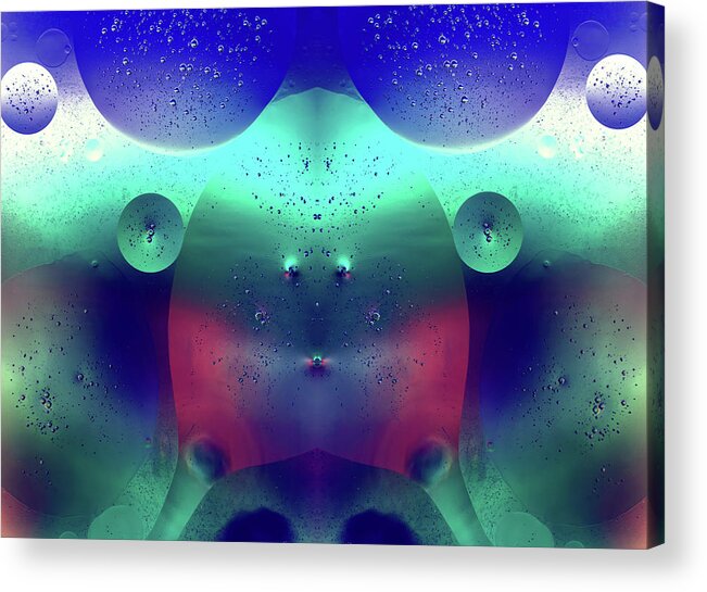 Shiny Drops Acrylic Print featuring the photograph Vibrant Symmetry Oil Droplets by John Williams