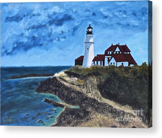  Acrylic Print featuring the painting View from the North Portland Head Light by Barrie Stark