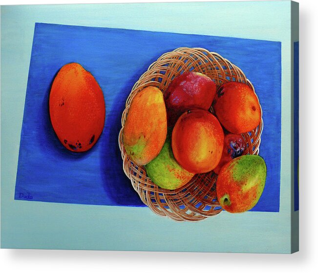 Vilma's Magical Mango's Acrylic Print featuring the painting Vilma's Magical Mango's by Susan Duda