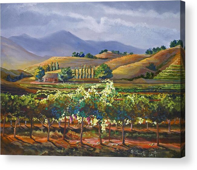 Vineyard Acrylic Print featuring the painting Vineyard in California by Heather Coen