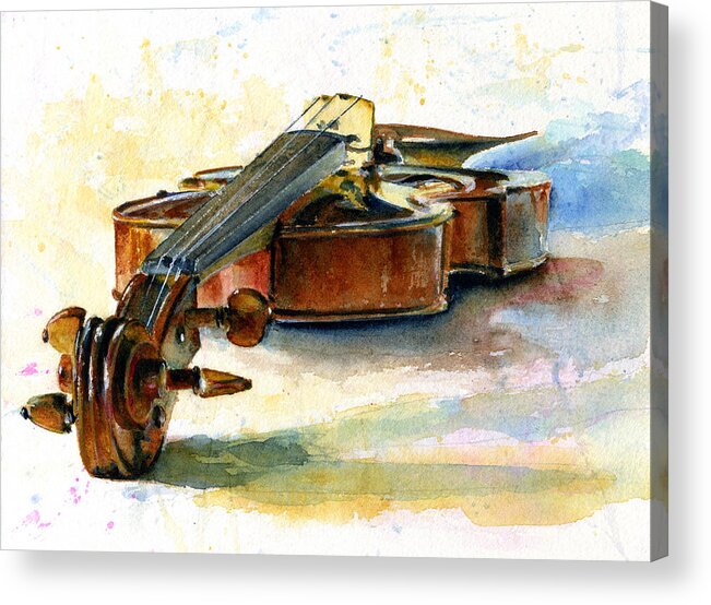 Violin Acrylic Print featuring the painting Violin 2 by John D Benson