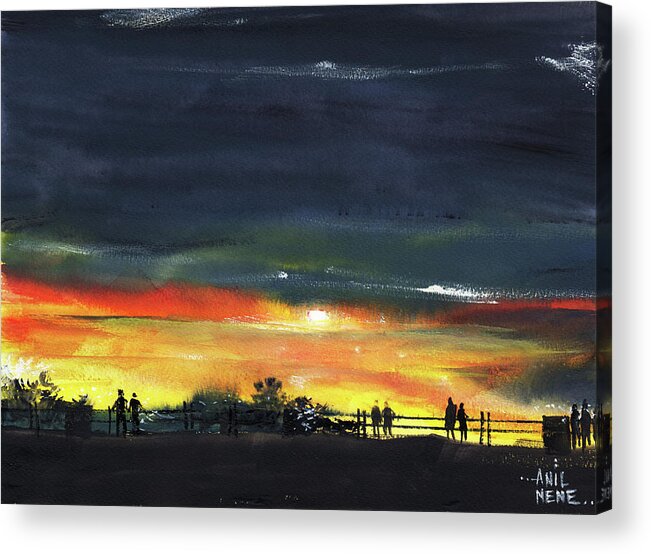Nature Acrylic Print featuring the painting Waiting for Monsoon by Anil Nene
