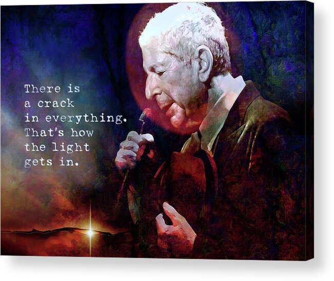 Leonard Cohen Acrylic Print featuring the digital art Waiting For The Miracle To Come by Mal Bray