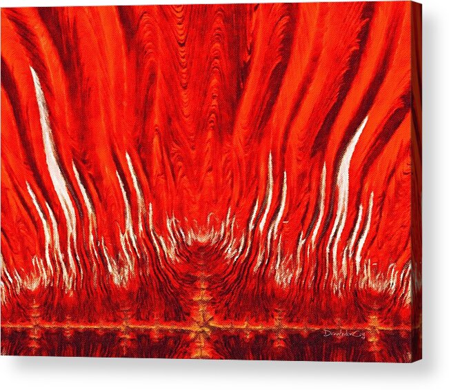 Rose Digital Paint Red Hot Fire Flame Burning Walk Path Fractal White Black Jalepeno Chili Pepper Smoking Hot Is It Hot Enough For You Painterly Acrylic Print featuring the photograph Walk of Flame by Diane Lindon Coy