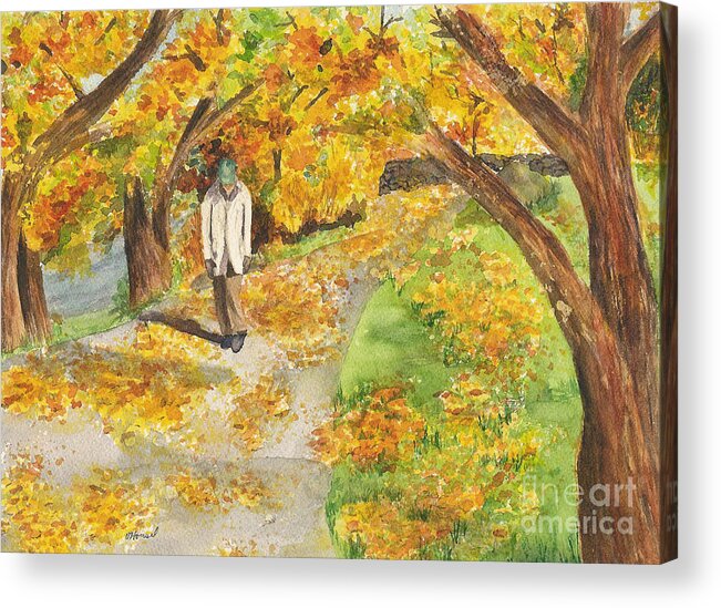 Strolling Acrylic Print featuring the painting Walking the Truckee River by Vicki Housel