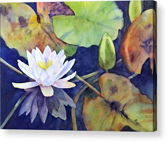 Water Lily Acrylic Print featuring the painting Water Lily by Beth Fontenot