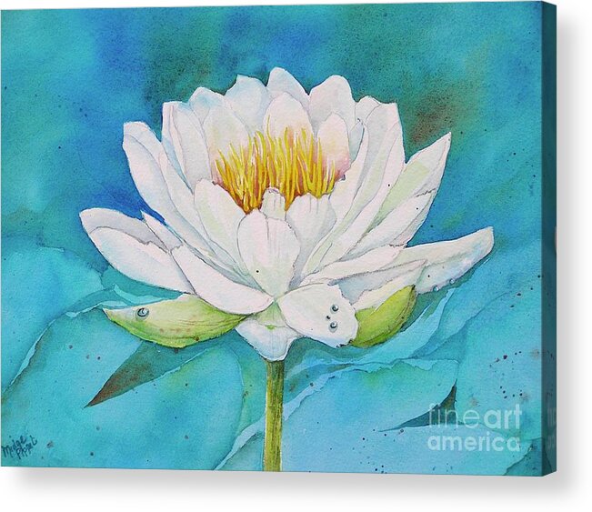 Water Lily Acrylic Print featuring the painting Water Lily by Midge Pippel
