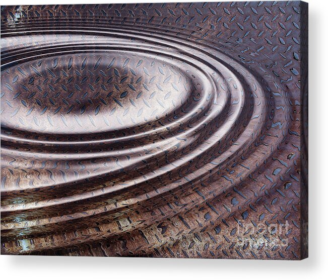 Wave Acrylic Print featuring the digital art Water ripple on rusty steel plate by Michal Boubin