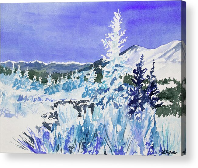 Colorado Acrylic Print featuring the painting Watercolor - Colorado Snowy Landscape by Cascade Colors