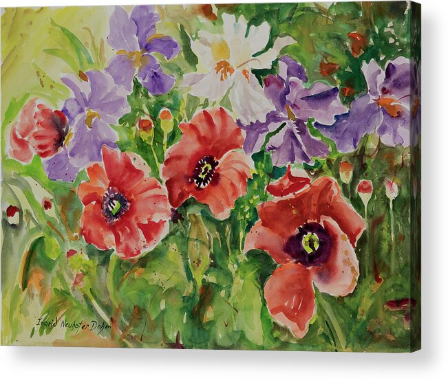 Flowers Floral Acrylic Print featuring the painting Watercolor Series 177 by Ingrid Dohm