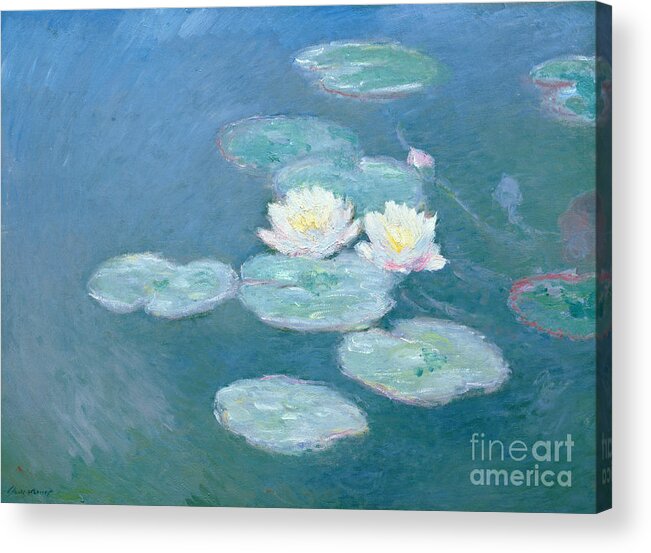 Waterlilies Acrylic Print featuring the painting Waterlilies Evening by Claude Monet