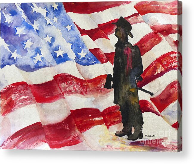 American Flag Acrylic Print featuring the painting We Will Never Forget by Mafalda Cento