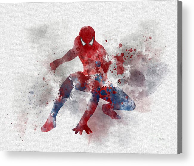 Spider-man Acrylic Print featuring the mixed media Web Head by My Inspiration