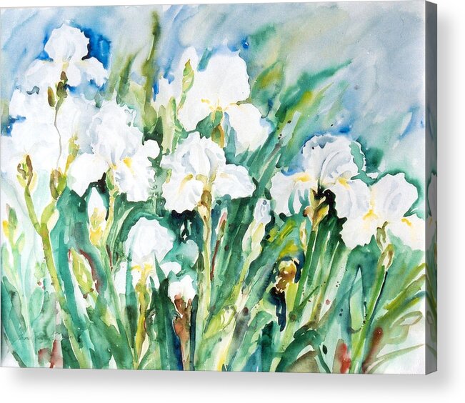 Ingrid Dohm Acrylic Print featuring the painting White Irises by Ingrid Dohm