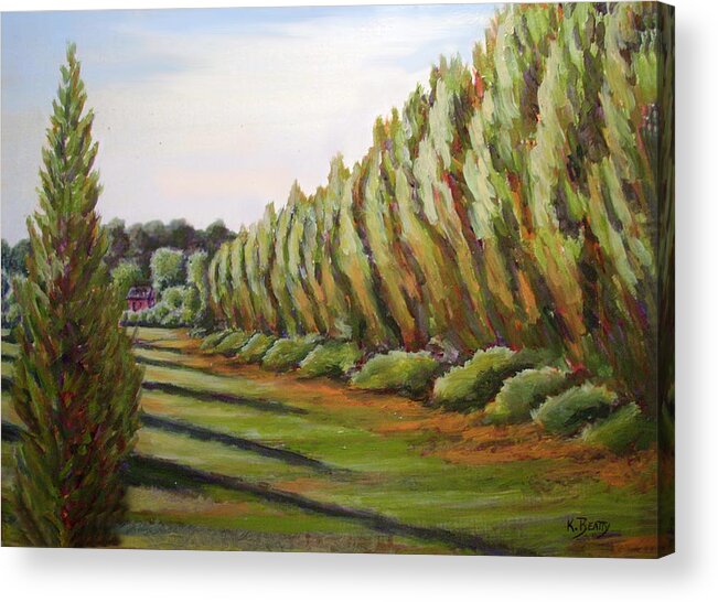 Oil Painting Acrylic Print featuring the painting Windbreak Evening by Karla Beatty