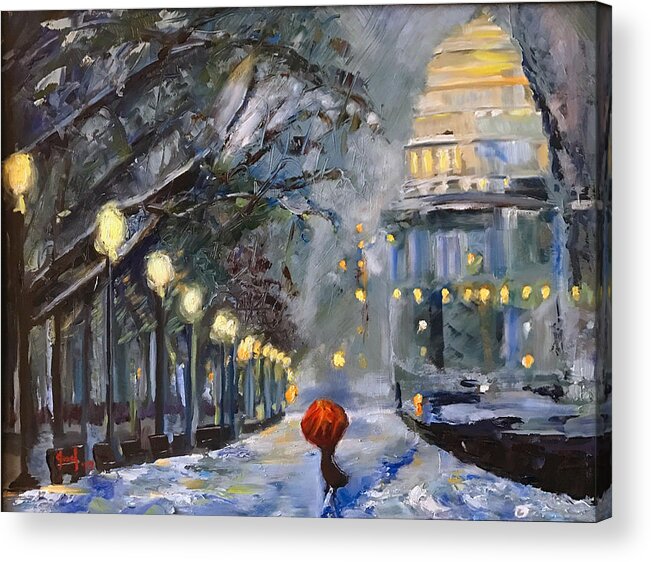 Washington Dc Acrylic Print featuring the painting WINTER is Coming by Josef Kelly