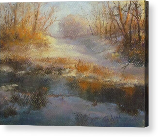 Snow Acrylic Print featuring the painting Winter Marsh Series / The Source by Bill Puglisi