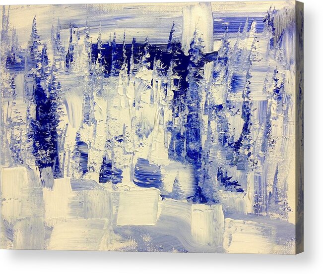 Abstract Landscape Painting Acrylic Print featuring the painting Winter Midnight Clear AB1 by Desmond Raymond