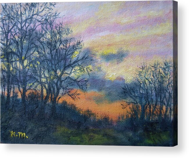 Sky Acrylic Print featuring the painting Winter Sundown Sketch by Kathleen McDermott