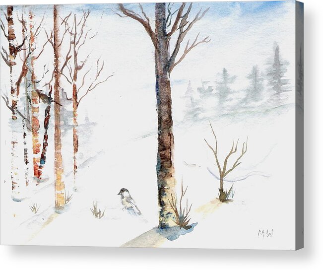 Greeting Card Acrylic Print featuring the painting Wintry Wisconsin Scene by Marsha Woods