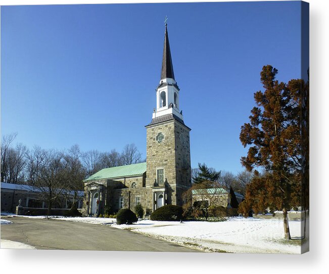 Woodlawn Acrylic Print featuring the photograph WoodLawn Cemetery Chapel by Steven Spak
