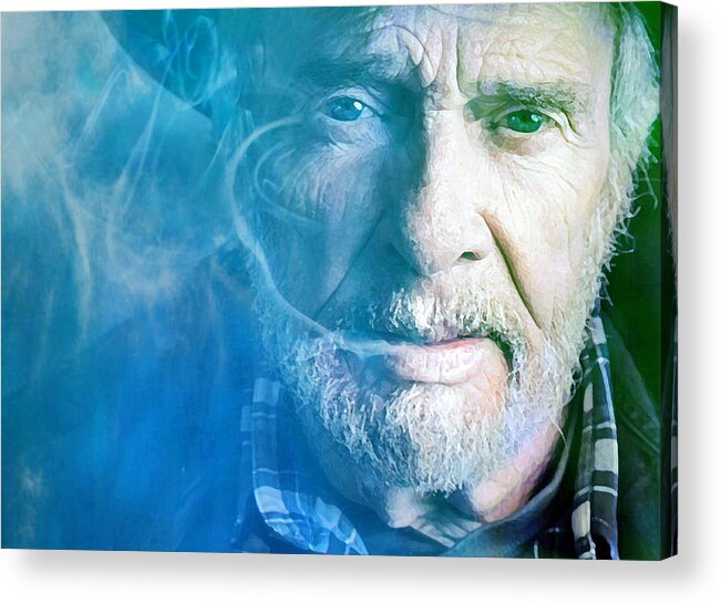 Merle Haggard Acrylic Print featuring the digital art Working Man Blues by Mal Bray