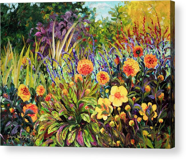 Flowers Acrylic Print featuring the painting Yellow Green by Ingrid Dohm