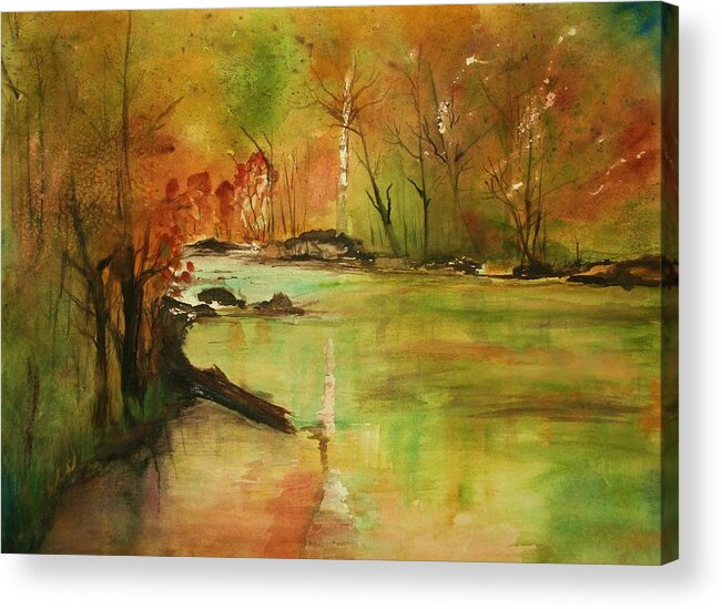 Landscape Paintings. Nature Acrylic Print featuring the painting Yellow Medicine river by Julie Lueders 