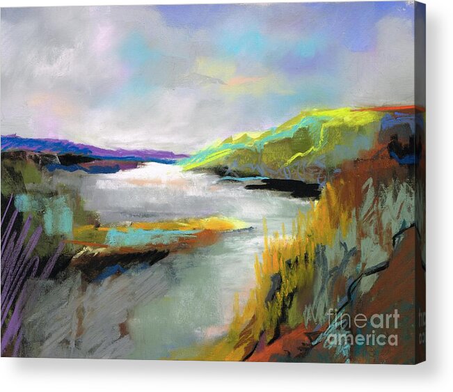 Landscapes Acrylic Print featuring the painting Yellow Mountain by Frances Marino