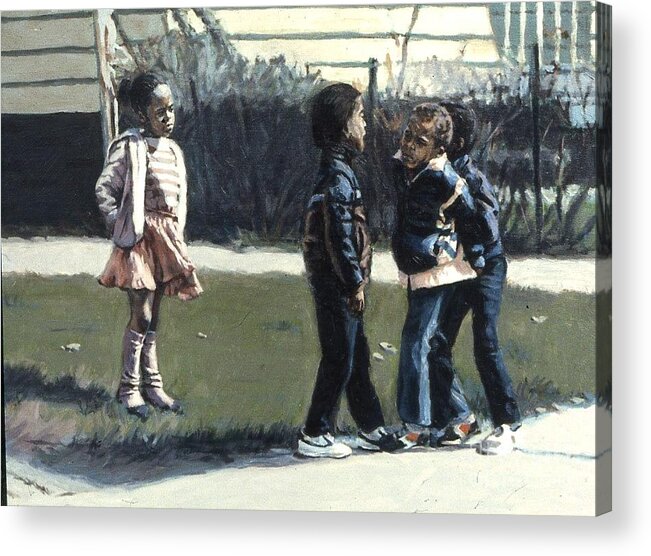 A Trip In The Inner City Acrylic Print featuring the painting Young Heart by David Buttram