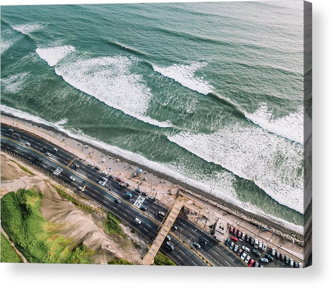 Peru Acrylic Print featuring the photograph Aerial View Of Costa Verde Coastline, Lima, Peru #1 by Cavan Images