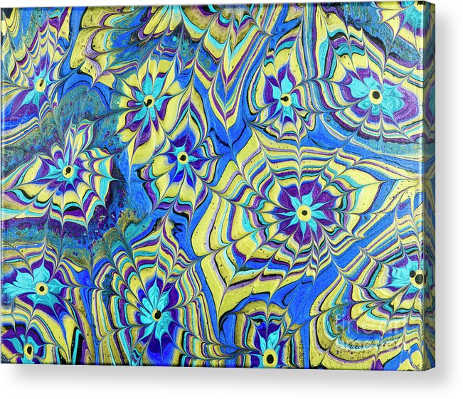 Poured Acrylics Acrylic Print featuring the painting Mutliverse Web by Lucy Arnold