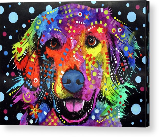 Golden Retriever Acrylic Print featuring the mixed media Love Is Golden #1 by Dean Russo