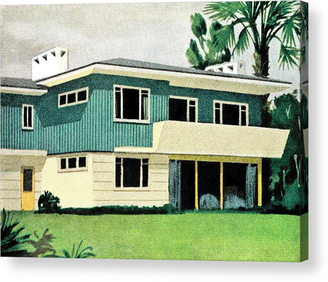Architecture Acrylic Print featuring the drawing Mid-century home #1 by CSA Images