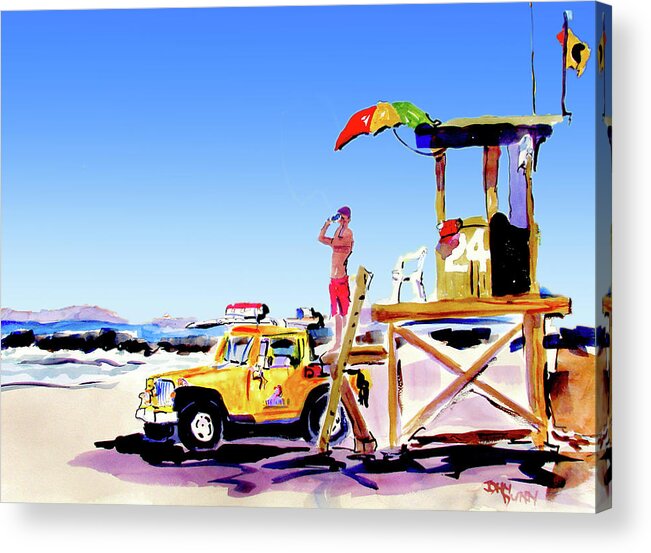 Dunn Acrylic Print featuring the painting Surfs Up at Blackies by John Dunn