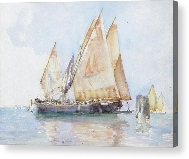 Henry Scott Tuke Acrylic Print featuring the painting Venetian Sails by Henry Scott Tuke
