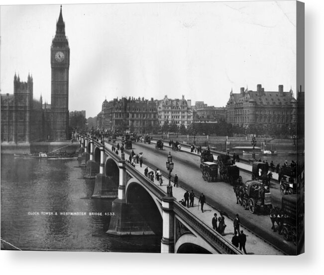Clock Tower Acrylic Print featuring the photograph Westminster Bridge #1 by London Stereoscopic Company