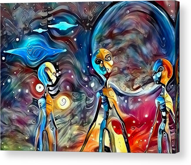 Abstract Acrylic Print featuring the digital art Aliens #3 by Bruce Rolff