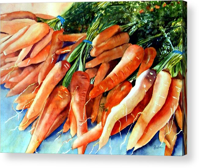 Food Acrylic Print featuring the painting A Bunch of Carrots by Beth Fontenot