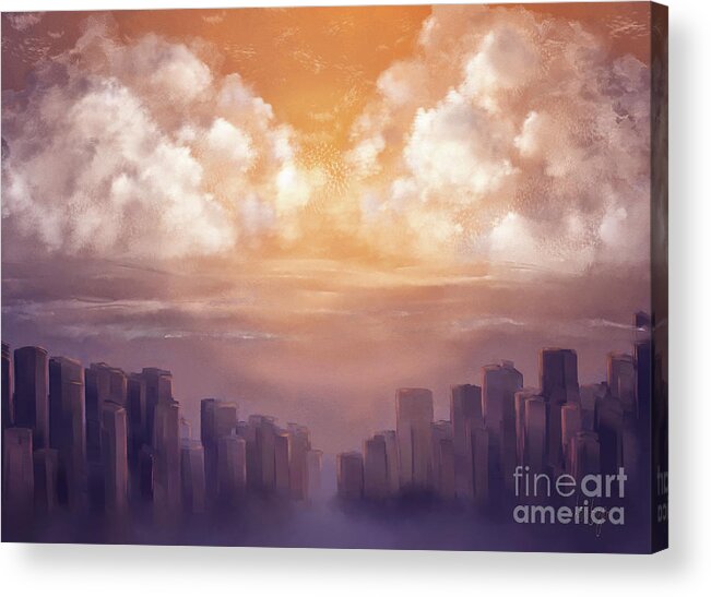 City Acrylic Print featuring the digital art A Hot One by Lois Bryan
