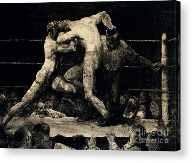 Crowd Acrylic Print featuring the painting A Stag at Sharkeys, 1917 by George Wesley Bellows