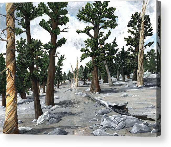 Trees Acrylic Print featuring the painting A Stony Forest by Elizabeth Mordensky