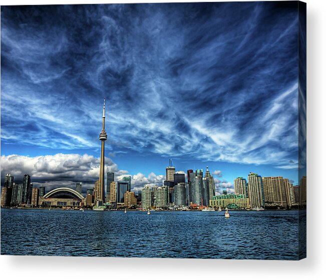 Toronto Acrylic Print featuring the photograph A Storm Approaches The Toronto Skyline by Neil Howard