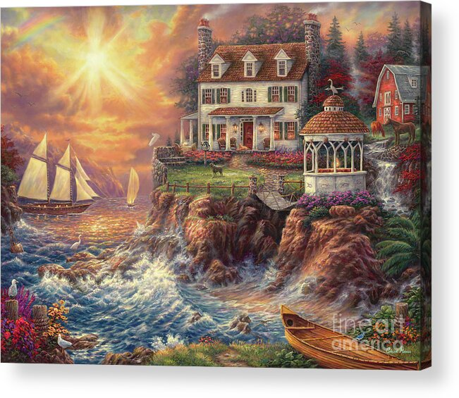  New England Acrylic Print featuring the painting Life Above the Fray by Chuck Pinson
