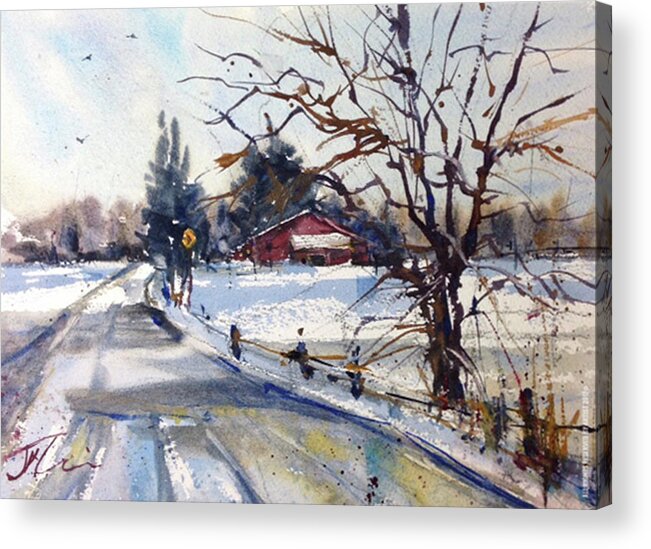 Winter Acrylic Print featuring the painting After the Snowfall by Judith Levins